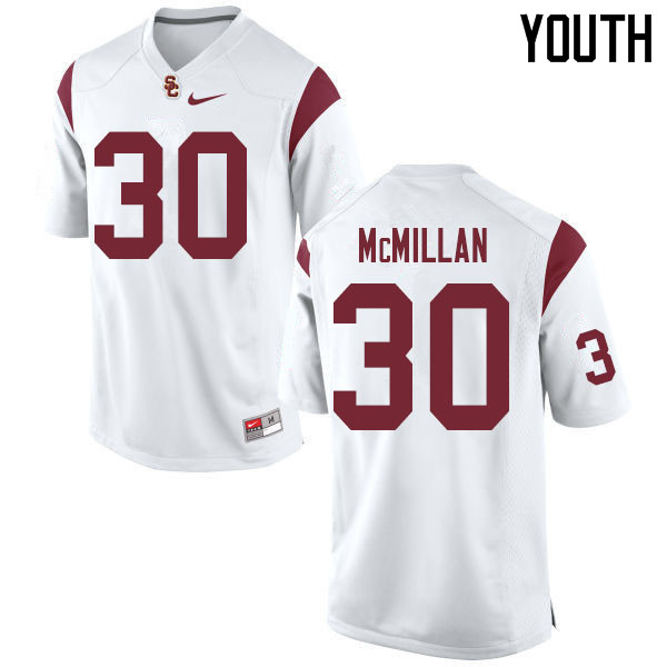 Youth #30 Jordan McMillan USC Trojans College Football Jerseys Sale-White